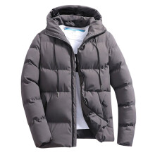 Warme Herrenjacke in großen Größen: Durchgehender Reißverschluss, lange Ärmel, gesteppt, mit Kapuze, Kordelzug und Taschen, Dunkelgrau, Größe