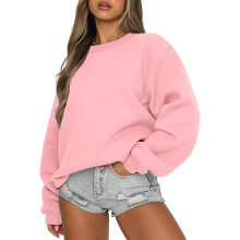 Damen Langarm-Sweatshirt, lässiger Rundhalsausschnitt, lockerer Schnitt, Pullover-Hoodie aus Fleece, Herbstoberteil