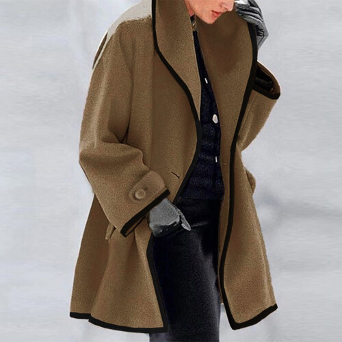 Dammode Vinter Fleecejacka Kofta Casual Trench Coat