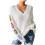 Dame V-hals hæklet blomsterprint løs pointelle strikpullover 1