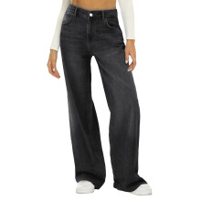 Dámské džíny Bootcut s vysokým pasem, volné džíny, strečové džíny se širokými nohavicemi, černé, M