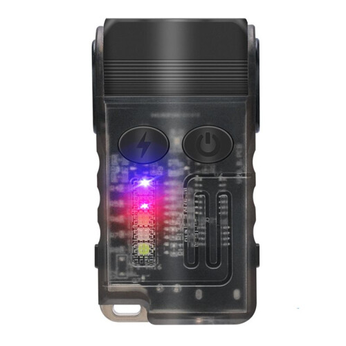 V20 Keychain EDC LED Flashlight Rechargeable Magnetic Buzzer Work Light Type-C Lamp for Camping & Outdoor