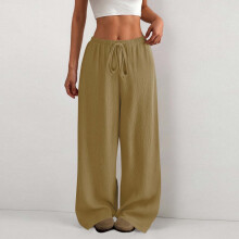 Pantaloni sport casual pentru femei, culoare solidă, talie elastică, cu buzunare laterale