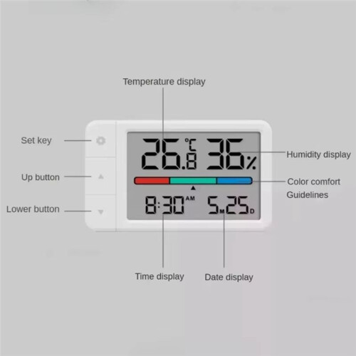 Intelligent Thermometer Hygrometer Meter Multi Function Clock Digital Display Weather Station Sensor for Home 2