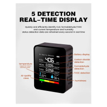 Air Quality Monitor 5 in 1 Air Quality Detector C02 Detector HCHO TVOC Tester LCD Temperature Humidity Tester White