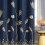 Blackout Curtains Navy Blue Gold Palm Pattern 38x72 Inch 2 2