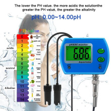 Medidor de PH/CE en Línea, Acidómetro 2 en 1, Medidor de PH/CE para Acuarios, Monitor Multiparámetro de Calidad del Agua, Enchufe de la UE.