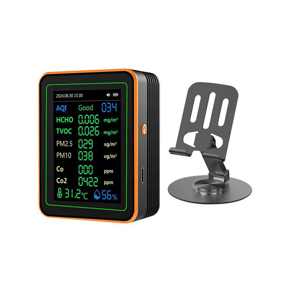 Air Quality Detector 12 In 1 Air Quality Tester Temperature Humidity Meter Co/Co2/Hcho/Tvoc/Aqi/Pm2.5/Pm10 Black 6033875136868