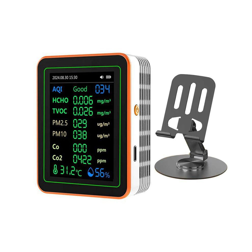 White Air Quality Detector 12 In 1 Air Quality Tester Temperature Humidity Meter Co/Co2/Hcho/Tvoc/Aqi/Pm2.5/Pm10