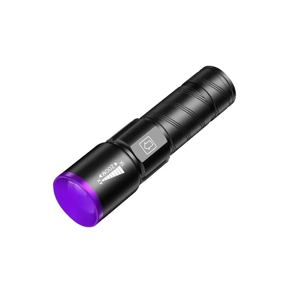 Black/Light 395Nm Led Uv Flash Zoomable Usb Rechargeable Uv Torch For Nail Gel Reptile Tracing Pet Urine Detection