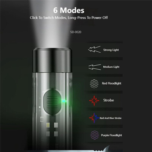 LED Keychain Flashlight COB Drop-Resistant Ultra Compact Keychain Light Batteries Included Small Rechargeable Flashlight 2