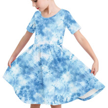 Småbørnspiger Gradient Tie-Dye Skaterkjole Sommer Sød Svatten Swingkjole Børne Kortærmet Elastisk A-linjekjole Småbørnspiger Tøj
