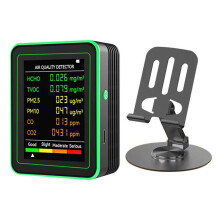 WiFi 6-in-1 Indoor Air Quality Monitor HCHO TVOC CO 2 CO PM10 PM2.5 Meter Gases Detecting Intelligent Black