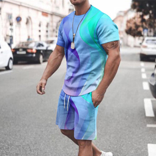 Φόρμες για άνδρες Σετ Joggers Casual T-shirt Καλοκαιρινό Αθλητικό Στρογγυλή Λαιμόκοψη 1