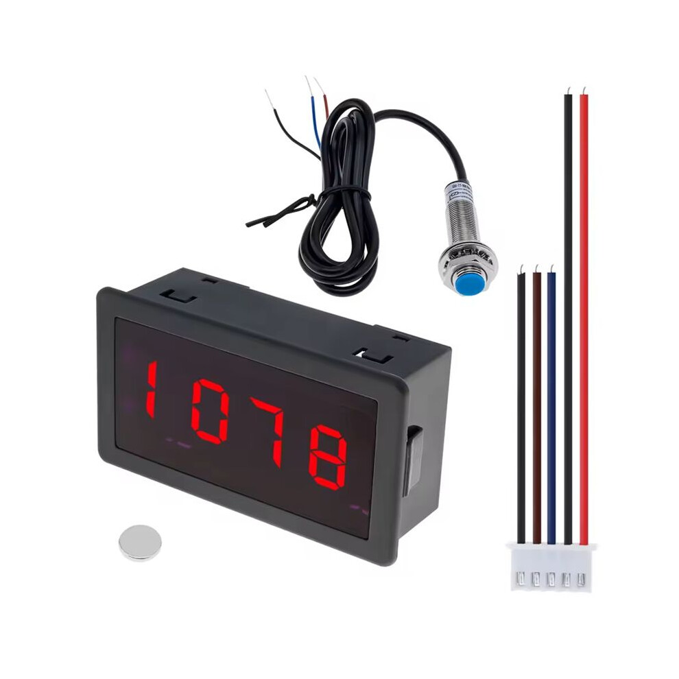 Rpm Speed Meter 4 Digital Led Display Tachometer For Motor High Precision With Hall Proximity Sensor 4712507346890