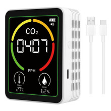 MT03 3 in 1 Air Quality Monitor CO2 Temperature Humidity Tester CO2 Detector Carbon Dioxide Detector White