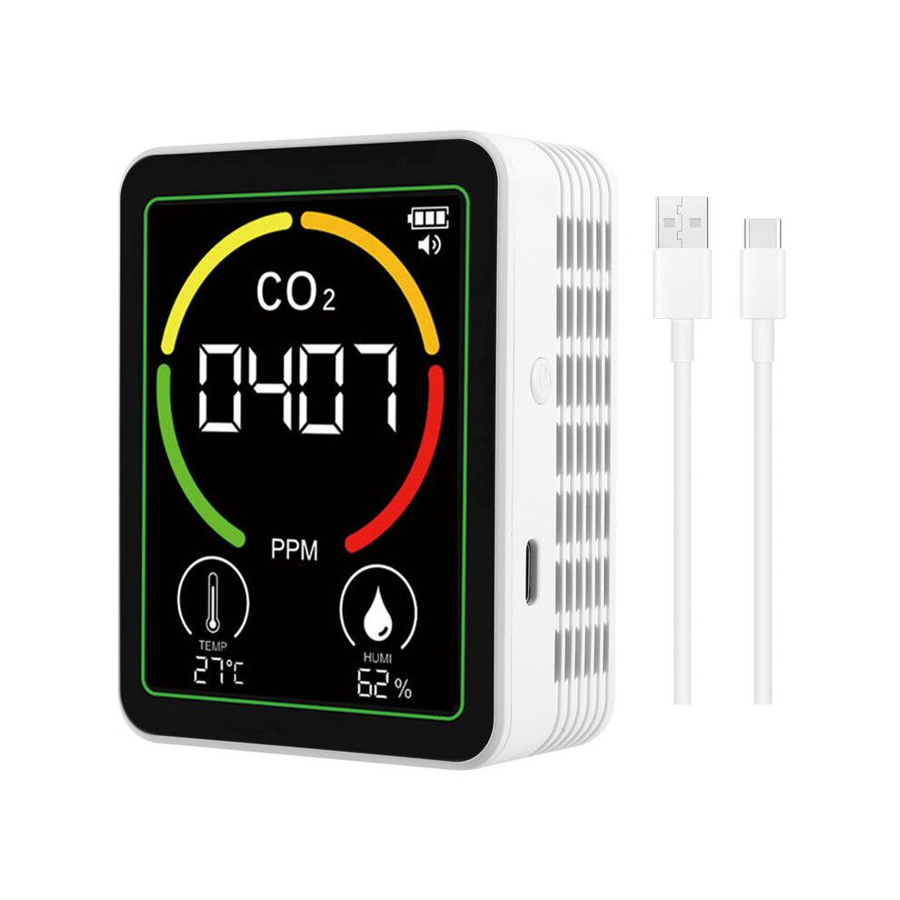 White Mt03 3 In 1 Air Quality Monitor Co2 Temperature Humidity Tester Co2 Detector Carbon Dioxide Detector