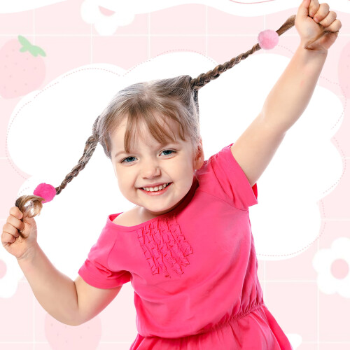 YEAHIBABY1Set Κορδελάκια Μαλλιών με Πομ Πομ για Μικρά Κορίτσια με Λάστιχο για Πάρτι 2