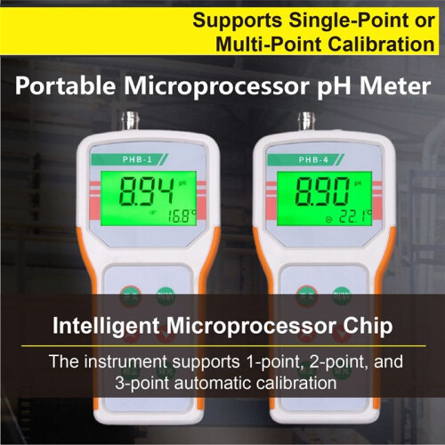 PHB-4 Handheld PH Meter Portable Digital PH Tester 0.01 Accuracy with Temperature Sensor for Water Lab Pool 2