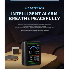 10-in-1 Air Quality Monitor Formaldehyde Temperature Humidity Tester Formaldehyde CO 2 Detector for Indoor/Outdoor White