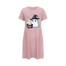 Camicia da notte da donna taglie forti per Halloween, con graziosa stampa di fantasmi, maniche corte, comoda, taglie 3XL-5XL, disponibile in vari