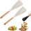 Conjunto de 2 colheres de silicone – Cabeça de silicone resistente ao calor e cabo de madeira, ideais para mexer, pegar e servir; compatíveis com 1