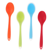 ACDANC4 peças Colher de silicone para uso doméstico, colher de borracha antiaderente para misturar, ideal para crianças e estudantes (conforme