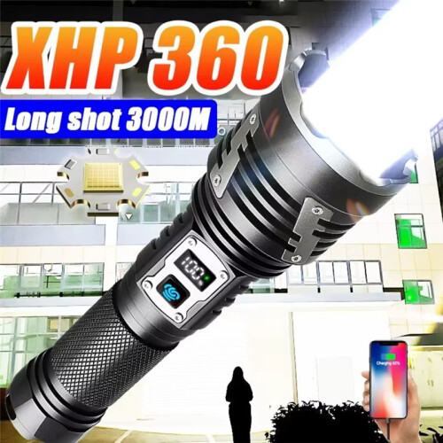 XHP360 Most Powerful LED Flashlight USB Rechargeable Lamp Ultra Powerful Flashlight Tactical,Lantern,C 1