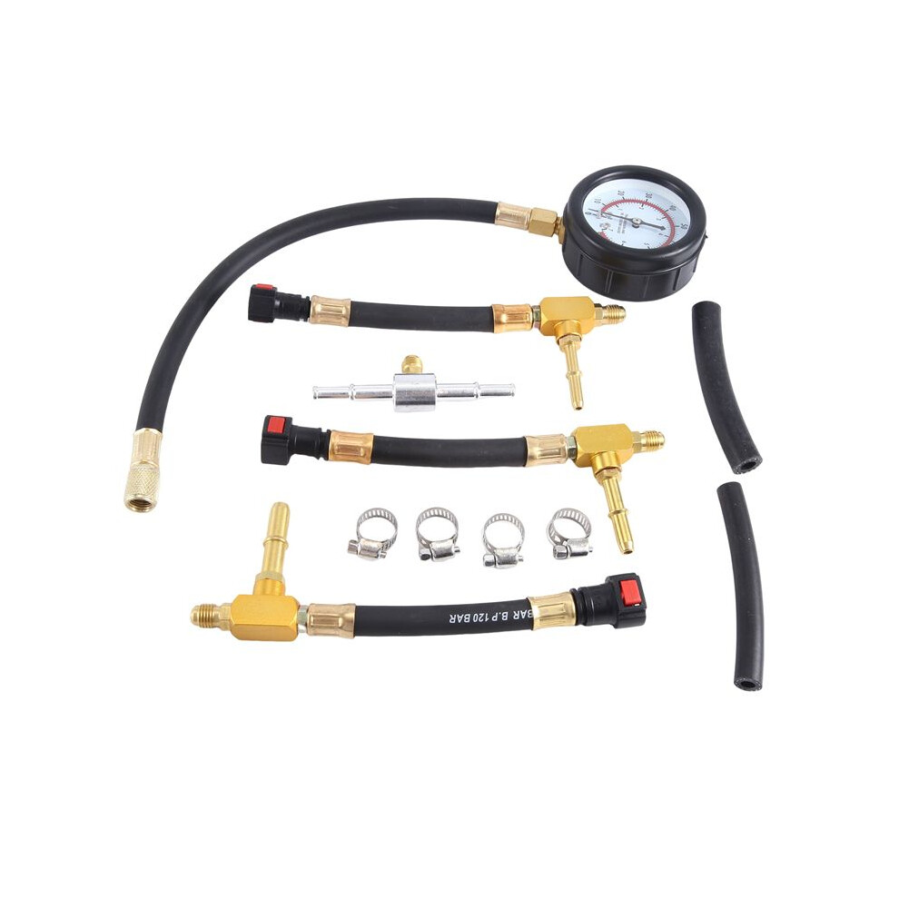 Car Fuel Pressure Gauge Car Gasoline Injection Tester Meter With 6.3 7.89 9.49 Connector Fast Connetion 6033116352750