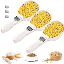 Colher medidora digital com balança, 800g, 0,1g, branca.