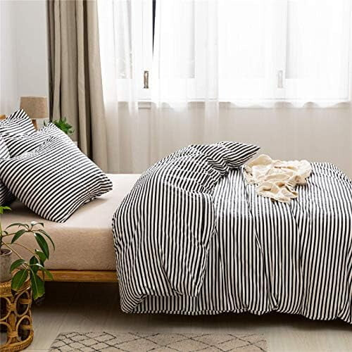 Randigt påslakanset i 100 % bomull, queen size 1
