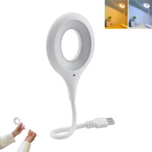 Hlasom aktivovaná USB LED stolová lampa, flexibilné nočné svetlo s husím krkom, 3 farebnými režimami a stmievateľným jasom pre spálňu,