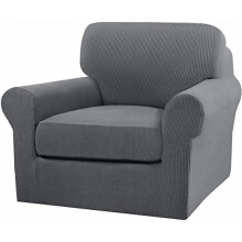 2-teilige Jacquard-Stuhlhussen mit Kissenbezügen, Grau – Passend für Sessel und Sofas