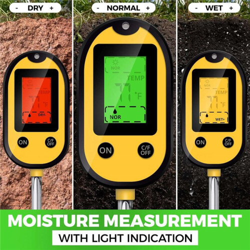 5-In-1 Soil Moisture Meter, Environment Illumination/Sunlight Intensity, Soil Temperature Value, Soil Moisture Content 1