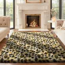 Leopard Shag Rug 4x6 ft Fluffy Cheetah Print