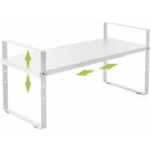 Étagère extensible pour placard, support de rangement empilable pour comptoir de cuisine, étagère à épices à hauteur réglable (blanc, 1