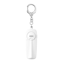 Lichter en Dunner Draagbaar Alarm voor Vrouwen, met Sleutelhanger, Volume van 130 DB, Elektronisch Fluitje, Rugzakhanger, Wit