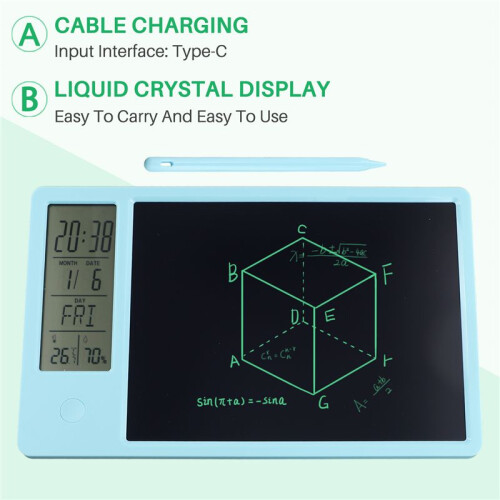 Multifunctional Electronic Desk Calendar LCD Handwriting Board with Alarm Clock Humidity Temperature LCD Message Board,A 1