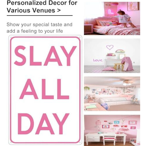 Πινακίδα τοίχου Slay All Day Tin 8x12 ίντσες 2