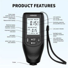 Automatic HW400 Car Paint Thickness Gauge 0-2000UM Inspection Tools Tester Digital Car Paint Measuring Device Black