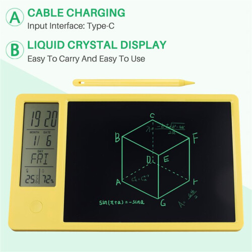 Multifunctional Electronic Desk Calendar LCD Handwriting Board with Alarm Clock Humidity Temperature LCD Message Board,B 2