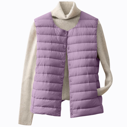 Lila pufferjacka dam, ärmlös, plus size 1