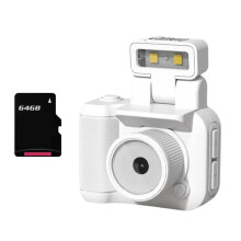 SLR Style Camera Cmos 64GB with Flash Light & Charging Dock Portable Video Recorder DV 1080P with LCD Screen White