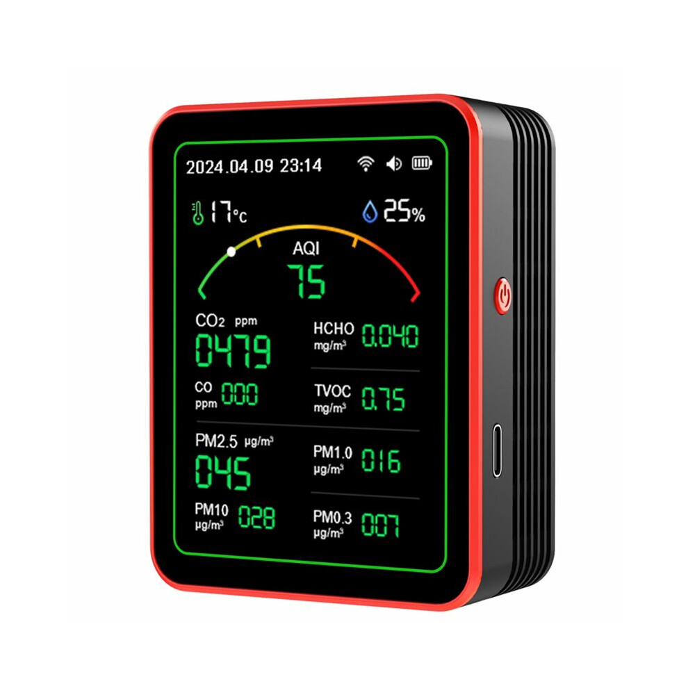 15 in 1 Air Quality Detector Portable TVOC HCHO,PM2.5 PM10 PM1.0 PM0.3 Temperature Humidity Tester Multi Clock