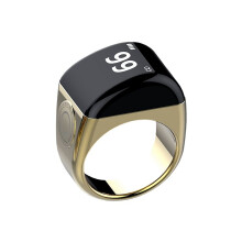 Zinc Alloy Ring+Charging Box Waterproof Digital Counter APP Controlled Display 5 Prayer Reminders Gold,22mm