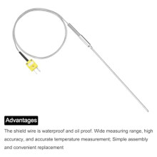 Thermoelement Typ K mit Stecker, Temperaturfühler für Messgeräte -50 Bis 1100 C, 1,0 M Kabel, 4 X 150 mm