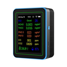 Tuya WiFi 12 in 1 Luchtkwaliteitsmonitor Multifunctionele PM2.5 AQI PM1O HCHO TVOC CO CO2 Schermdisplay Luchtdetector Zwart
