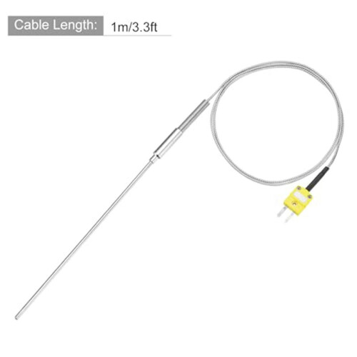 K Type Thermocouple with Plug, Meter Temperature Sensor Probe -50 to 1100C,3.3ft Wire 4x150mm 1