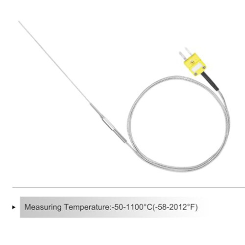 K Type Thermocouple with Plug, Meter Temperature Sensor Probe -50 to 1100C,3.3ft Wire 0.5x150mm 2