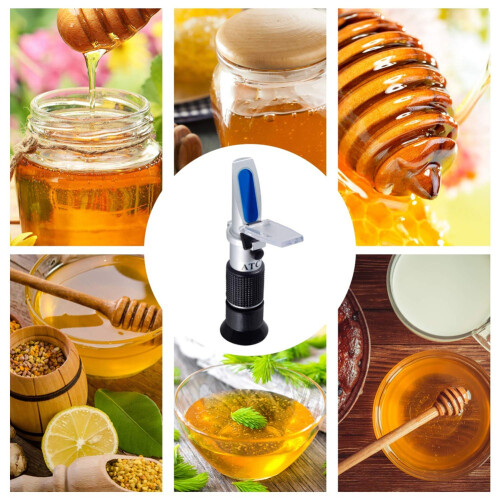 Honey Refractometer with ATC Refractometer for Honey Moisture Multifunctional Handheld Antifreeze Freezing Point Meter 1